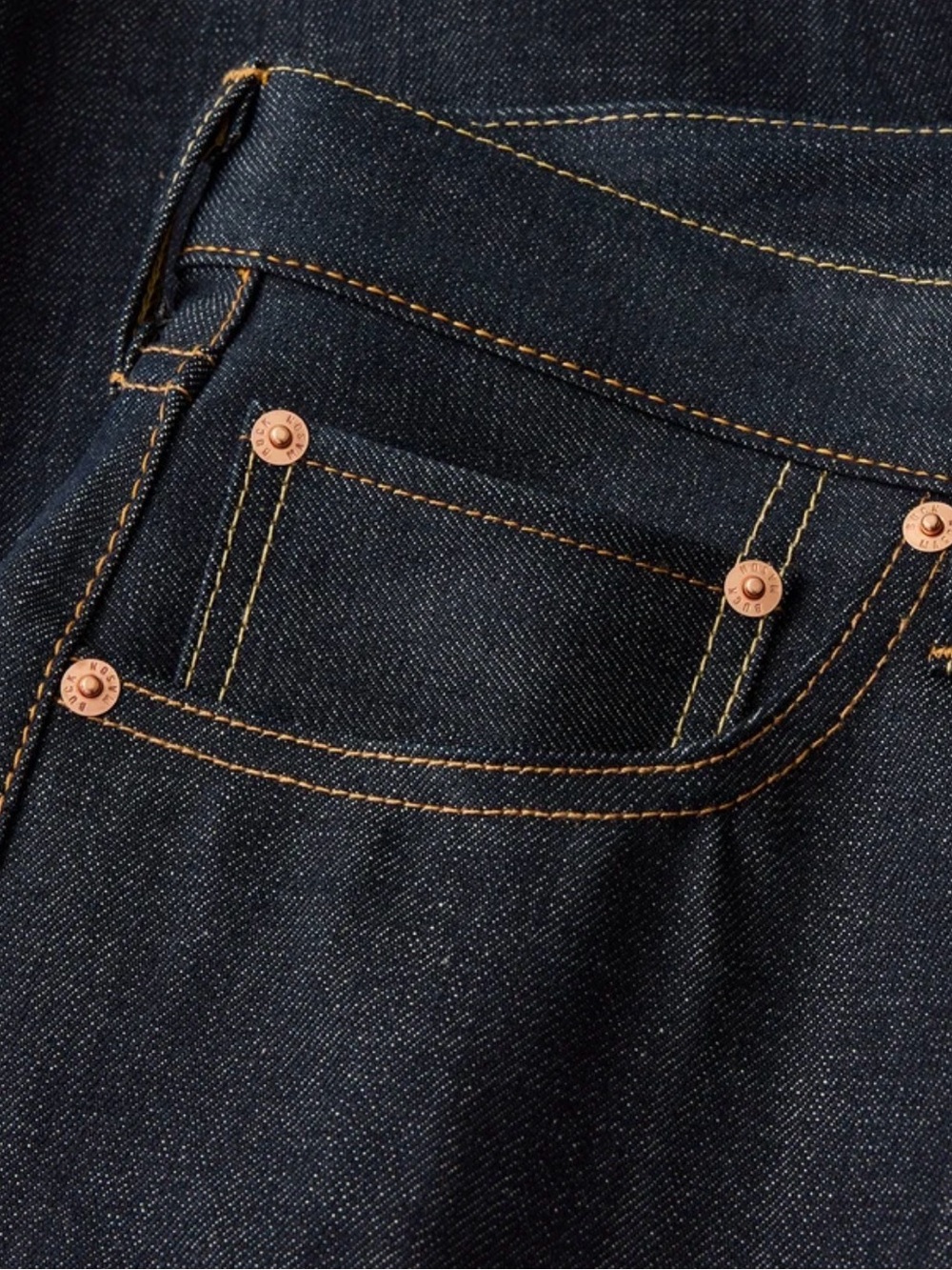 BUCK MASON RAW JAPANESE SELVEDGE FULL SADDLE JEAN 5 pockets Classic fit NEW - Picture 2 of 10